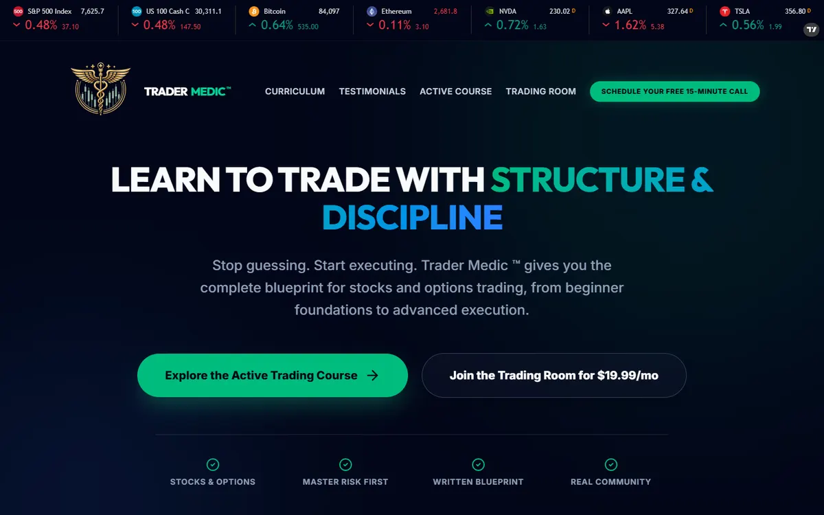 Trader Medic website